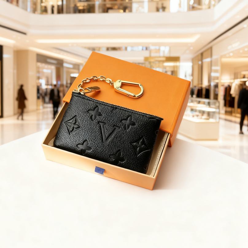 12A Designer wallets POCHETTE CLES Keychain Ring KEY POUCH coin purse Luxurys Damier leather Credit Card Holder small zipper purses Wallet with box and dust bag