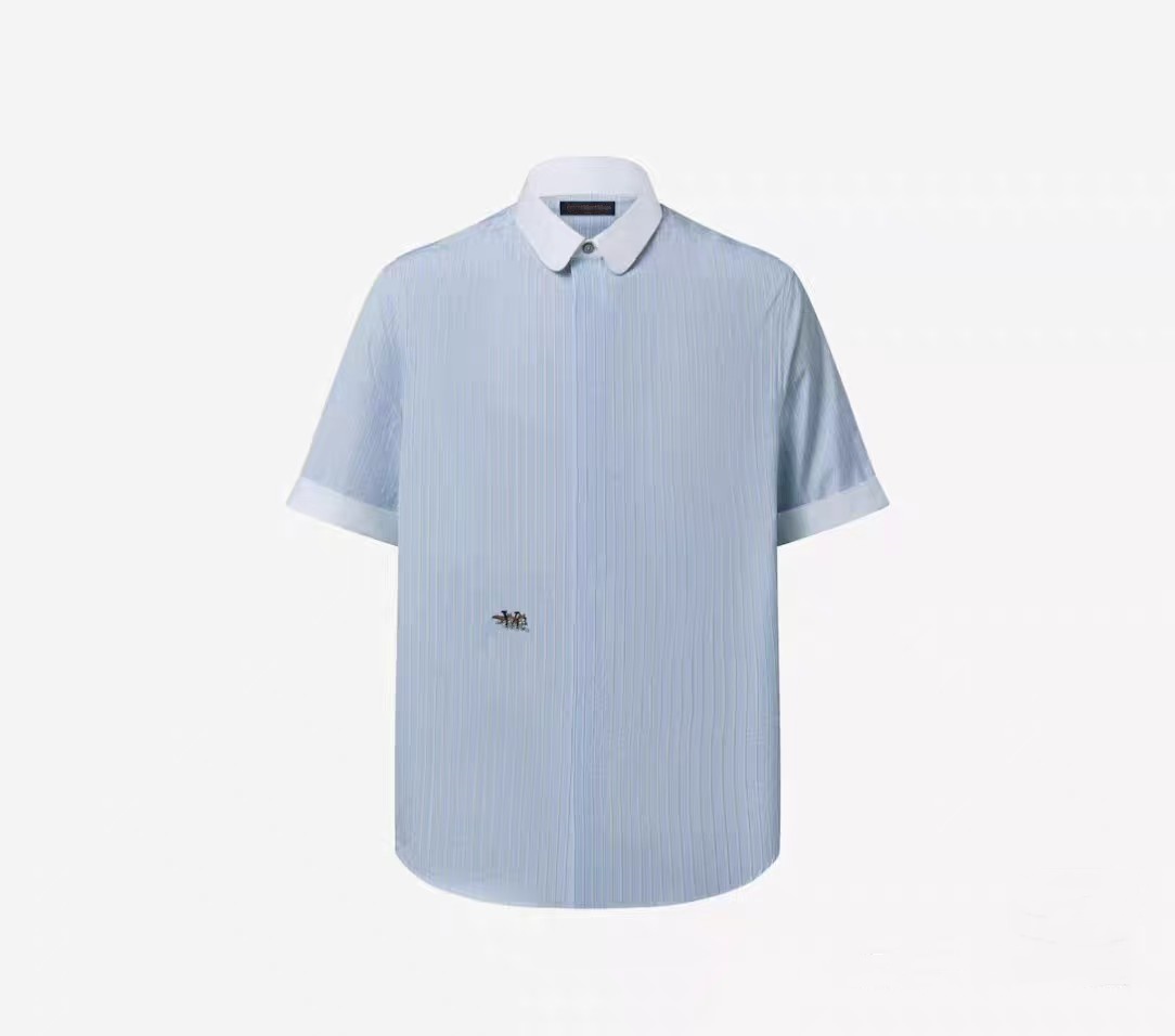 T Shirt Designer shirts Tshirts Tee For Men tshirt Casual 100% Pure Cotton Summer Short Blue and white striped embroidered short sleeved shirt shorts set 8175