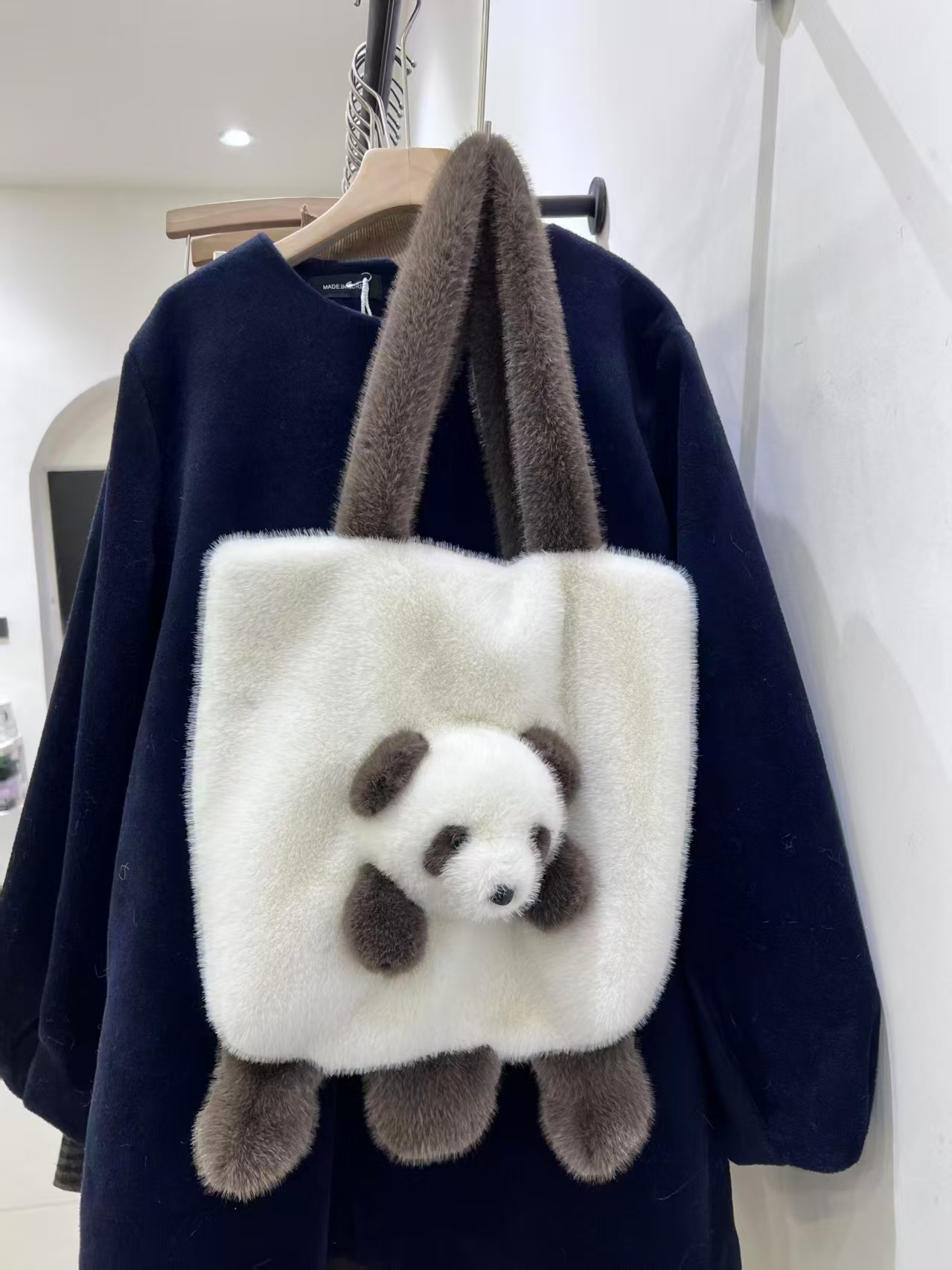 2025 New Creative Cartoon Panda Shoulder Bag Exquisite Cute Plush Toy Large Capacity Casual Handbag