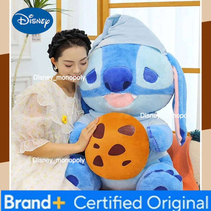 Disney 80Cm Stitch Plush Toy New Super Delicious Cookies Doll Sofa Pillow Learning Office Desktop Ornaments Holiday Gifts H260126