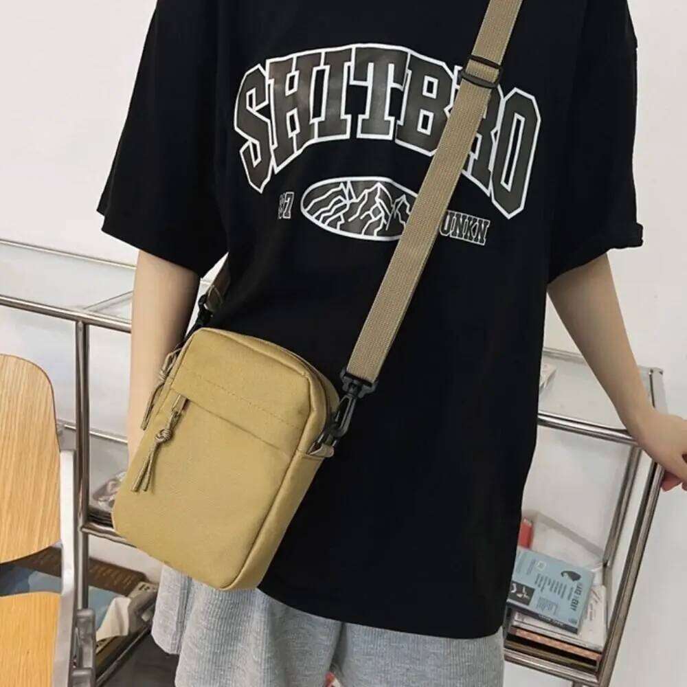 Simple Solid Color Crossbody Canvas Adjustable Shoulder Bag with Zipper Messenger Bags Women XJ260125