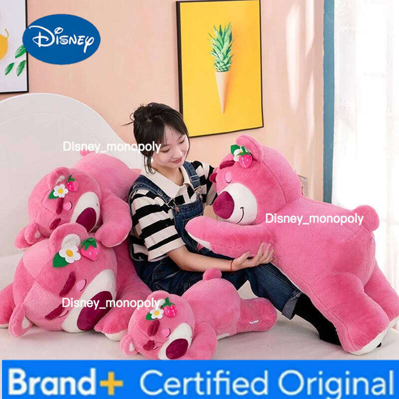 Disney 2026 Story Lotso Cute Bear Strawberry Sofa Plush Pillow Stuffed Toy Children Girls Friends Festivals Birthday Gift H260126