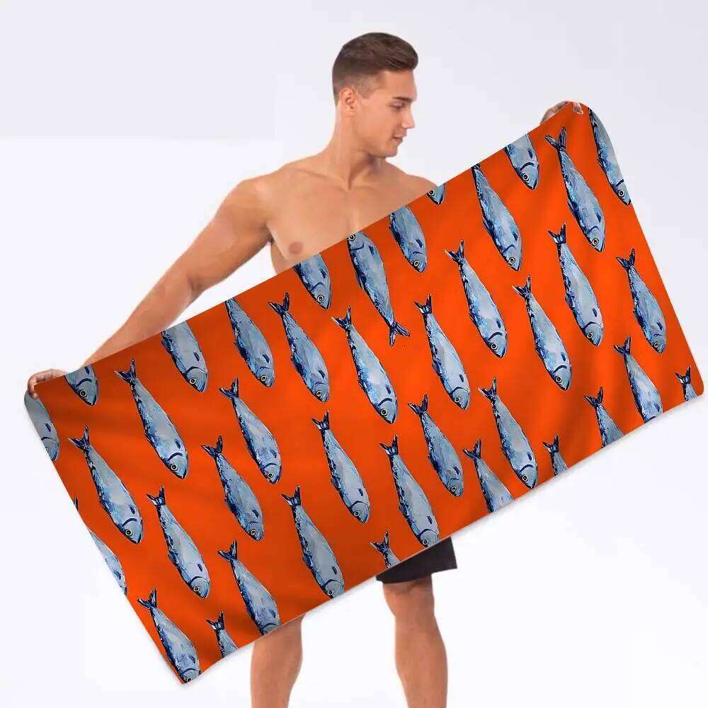 Colorful Sardine Lobster Fish Ocean Animal Big Microfiber Quick Dry Sand Beach Towels Pool Towel For Yoga 26Y0126