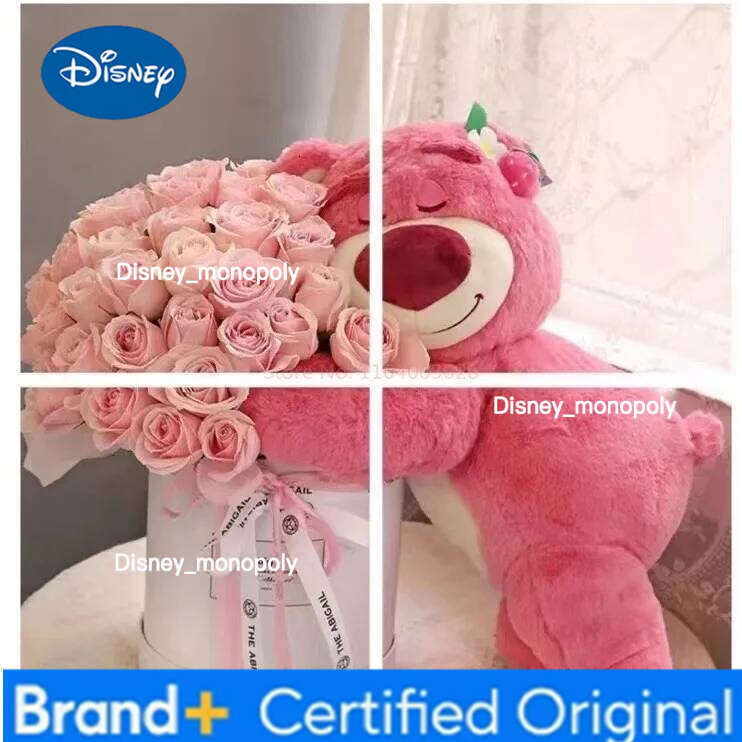 Disney Toy Story Lotso Cute Bear Strawberry Sofa Plush Pillow Stuffed Toys Children Girls Friends Festivals Birthday Gift Plushie H260126