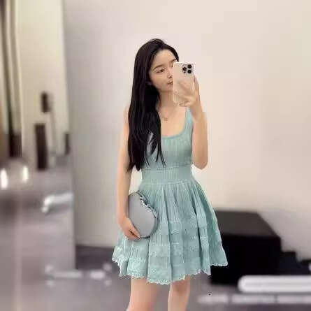 2026 Summer New French Designer Thin Hollow Sleeveless Knitted Tank Top Women's Short Skirt Women