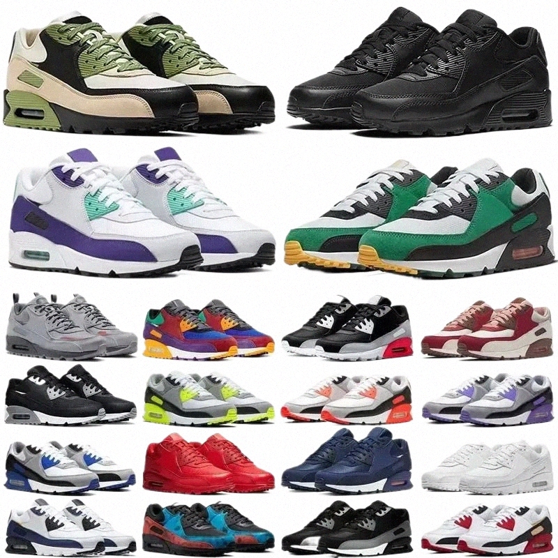 Designer shoes 90 running shoes Triple Black White 90s sneakers chaussures Solar Flare Safety Orange Sail UNC outdoor sport mens women trainers