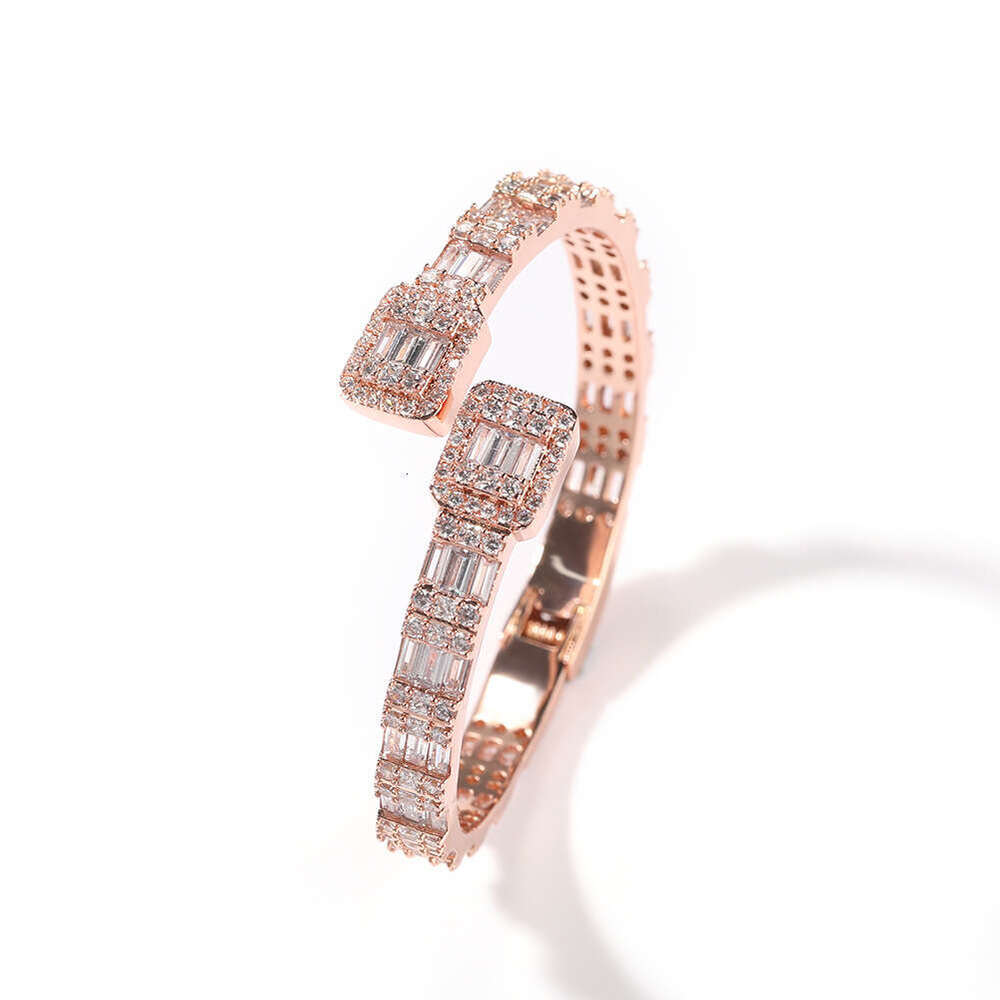 New Fashion Open Ins Style Inlaid Moissanite diamond bracelet Interwoven Two-tone Bracelet Personality Hip Hop Men's Jewelry