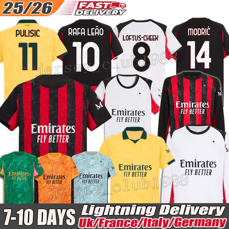 ac milano jersey 25 26 Football Shirt Modric Rafael Leao Maignan Luka Jovic Kyle Walker Fikayo Tomori Christian Pulisic Soccer Jerseys LONG SLEEVE xxxl 4xl kids kit