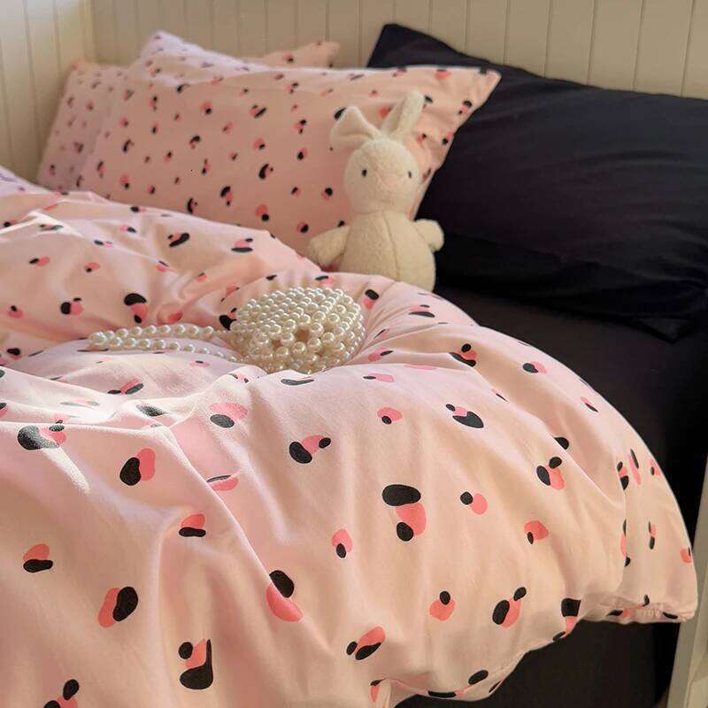 INS Korean Pink Girls Bedding Sets 2025 New Soft Flat Sheet Duvet Pillowcase Bed Linen Queen Full Size Quilt Cover Set Y260124