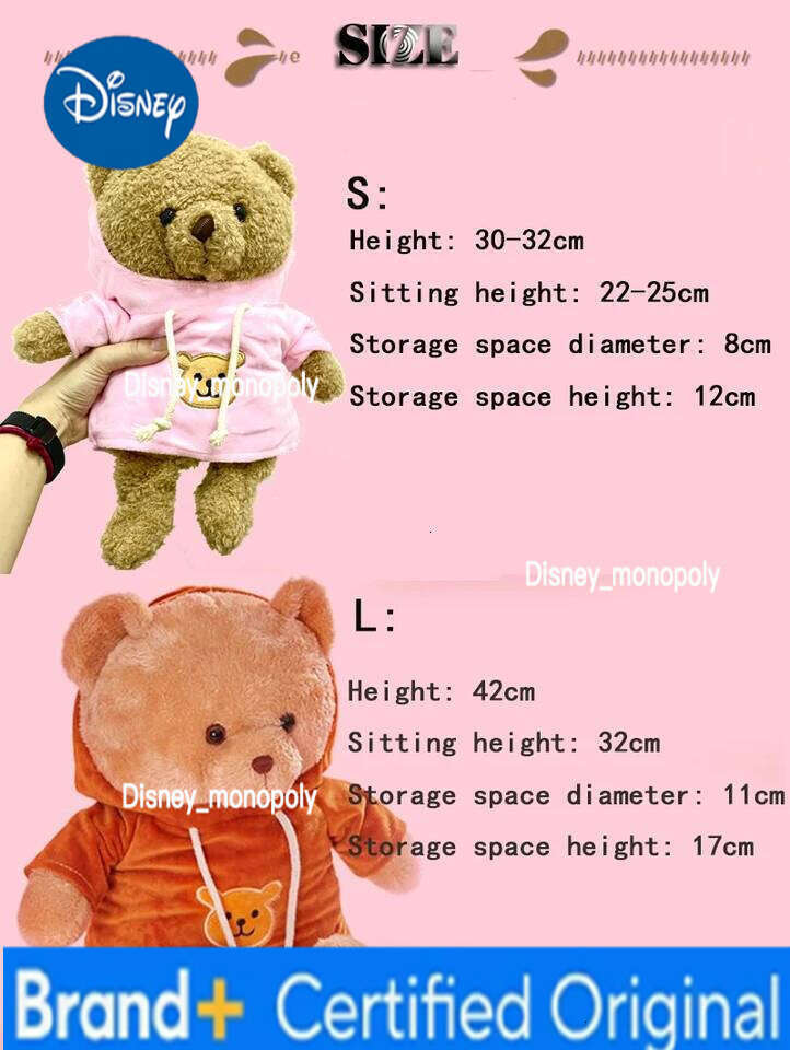 Disney 30/40cm Plush Hidden Safes Storage Safe Compartment Sight Secret Stash Box Creative Gift for Money Jewelry Kids Doll Bear H260126