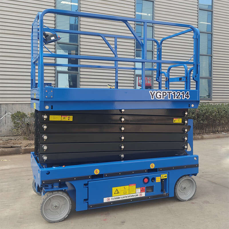 Automatic lift for hotel maintenance 12m electric mobile scissor platform with compact size for easy elevator transportation