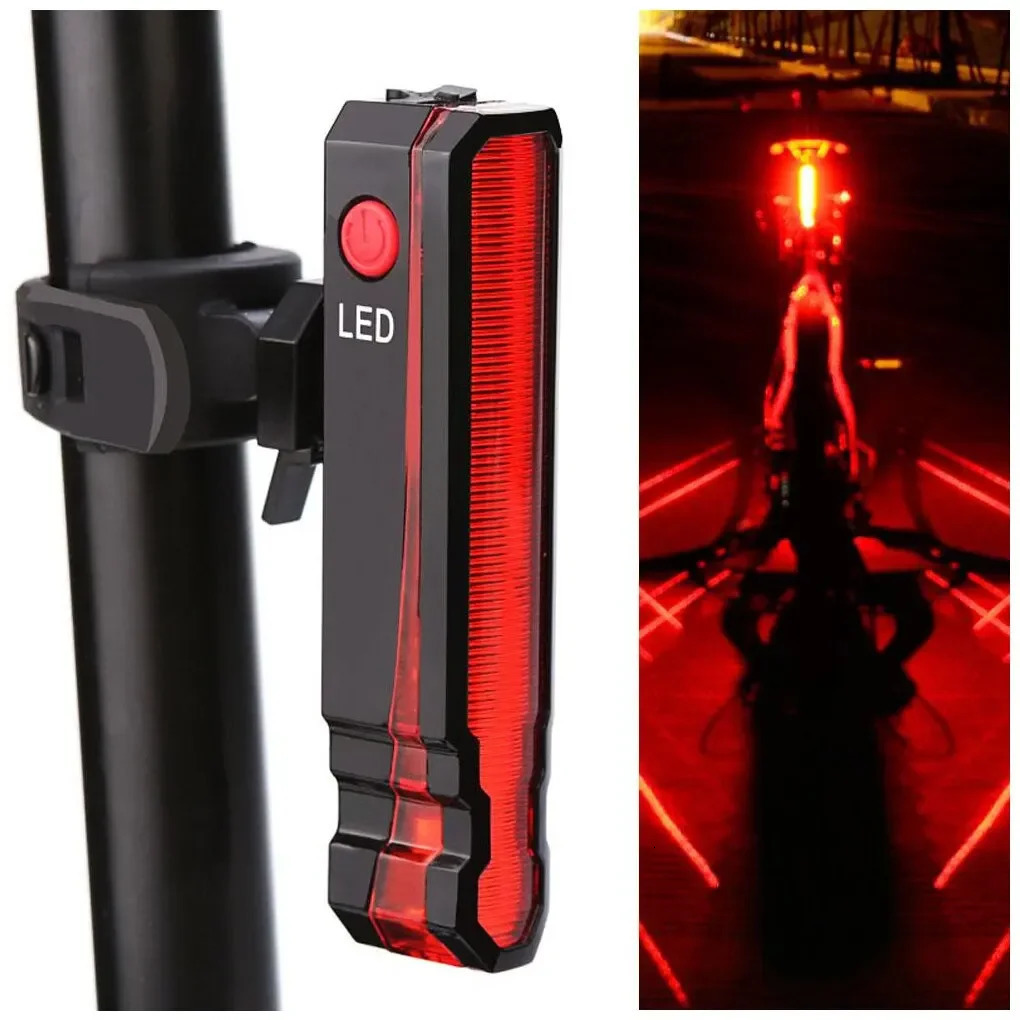Bike Rear Light Laser Line Warning Lamp Waterproof Seatpost LED Light USB Rechargeable Road Bicycle Taillight 260121