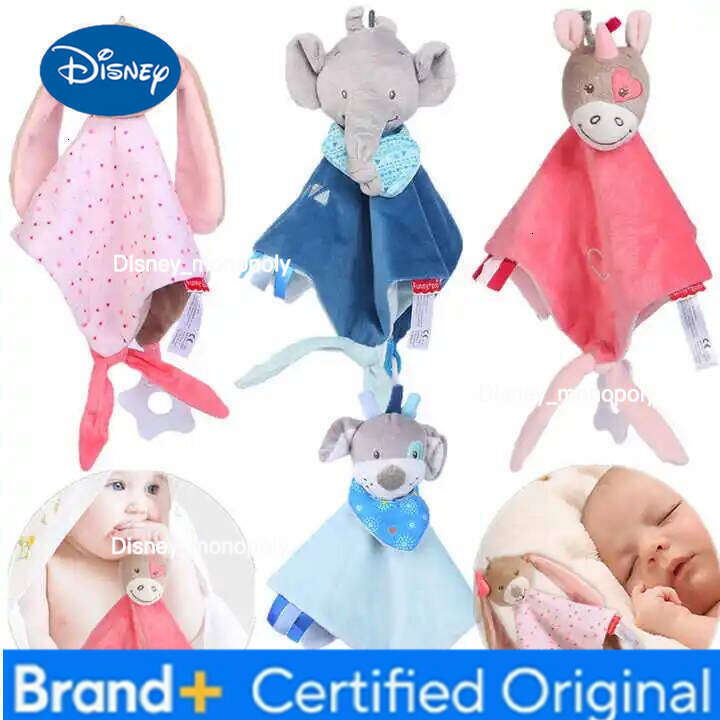 Disney Towels Newborn Baby Comforter Soothe Appease Animal Rabbit Plush Dolls Soft Security Rattles Bed Bell Saliva Towel H260126