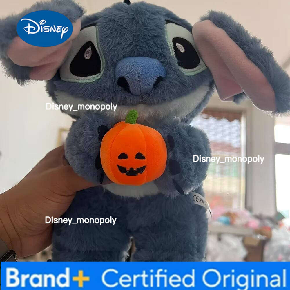 Disney Halloween Plush Doll With Breath Child Peluche Soothes Anime Baby Light Sleep Toys Pumpkin Stitch Kids Gifts H26012611