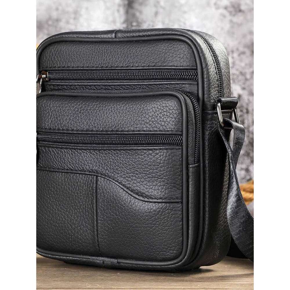 first layer cowhide men's single-shoulder genuine leather small crossbody business casual mobile phone bag XJ260125