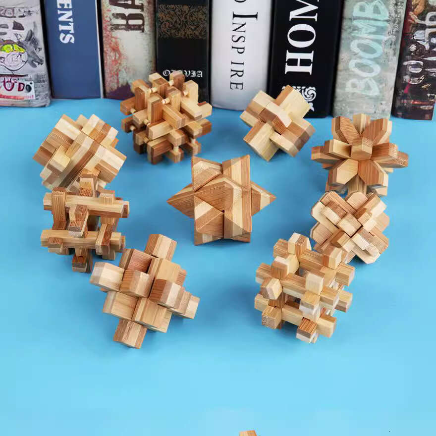 Customized Educational Toys Bamboo Kongming Luban Full Set Building Blocks Manual Assembly Heart Lock Stress Relief Artifact