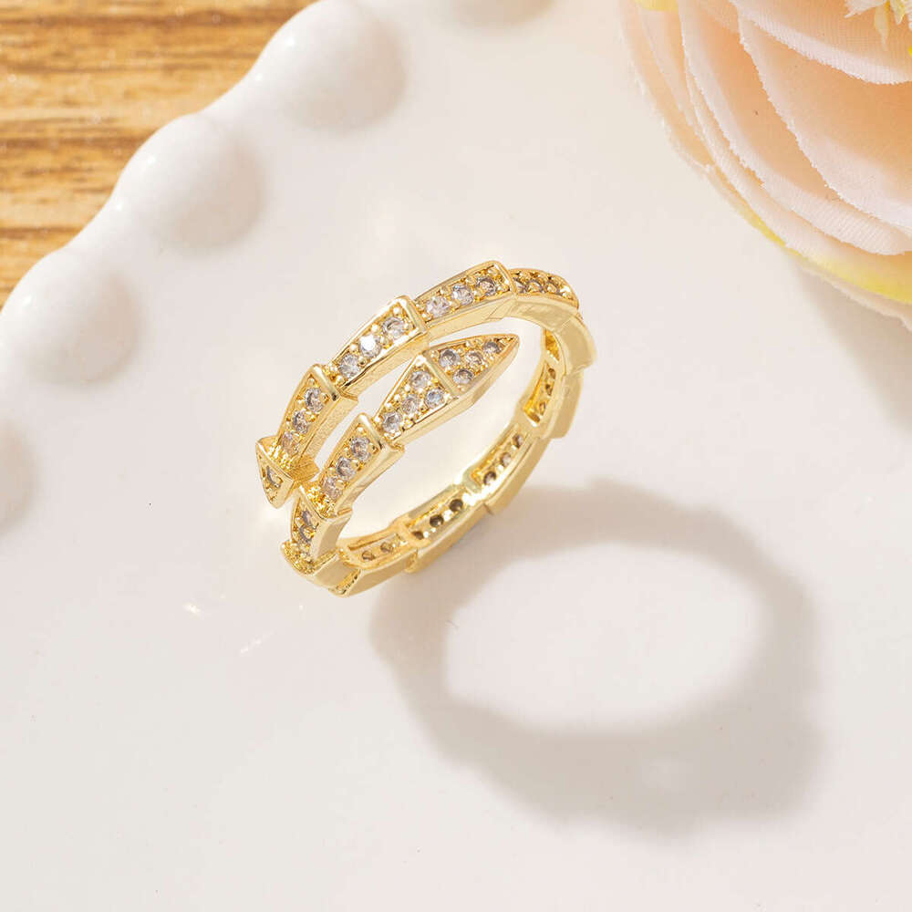 European and American Light Luxury Cool Snake-Shaped for Women Ins Trend Niche Design Versatile High-End Feel Copper Open Index Finger Ring