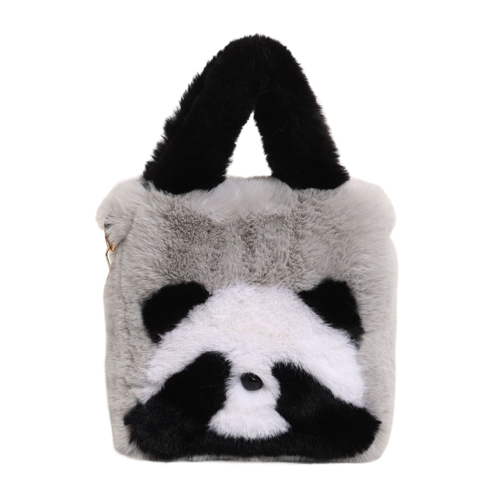 Wholesale New Plush Bucket Cute Panda Face Covering Large Capacity Handbag Single Shoulder Crossbody Bag