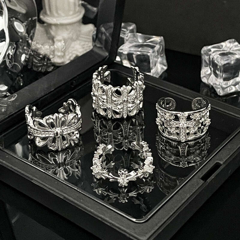 Punk Asymmetric Cross Ring Croxin Fashion Adjustable Women's Hip-Hop Personality Ring Trend