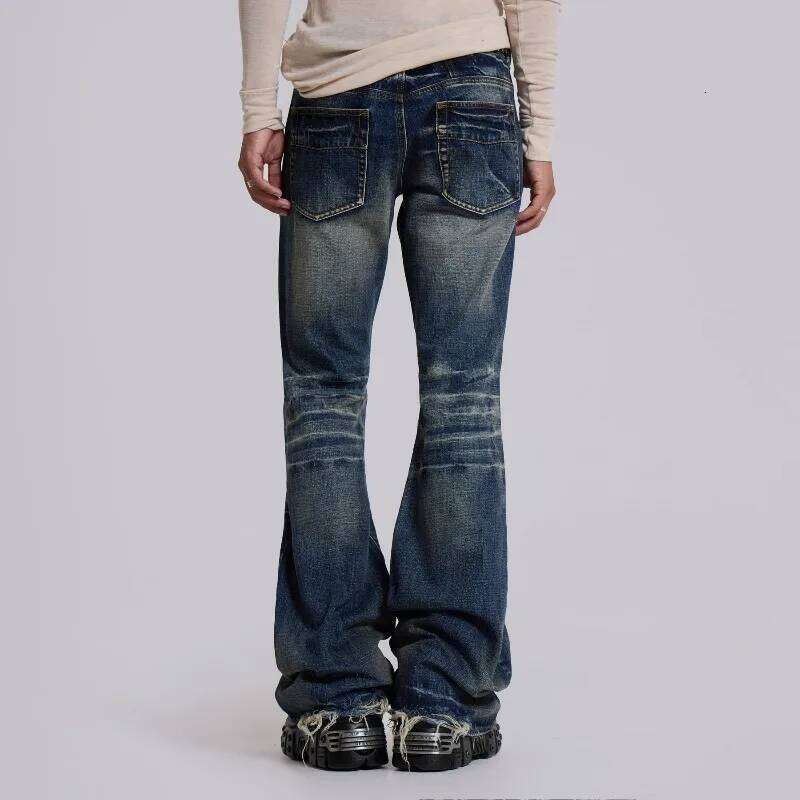 Y2K Mid Blue Flared Vintage Washed Men Women Bootcut Jeans Gothic High Street Unisex Streetwear Retro Baggy wide leg Pants C260126 - view 3