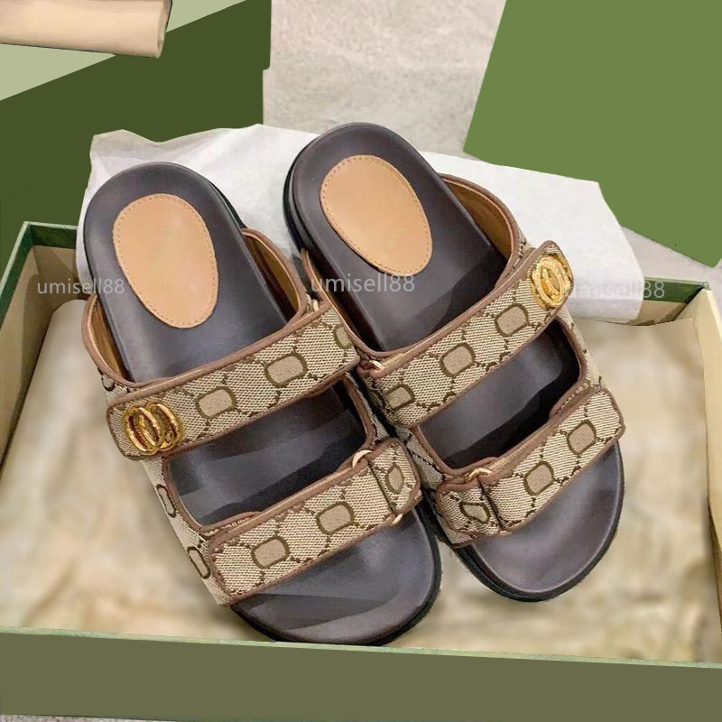 Designers Sandals sliders embroidered canvas Flat Mules Multi color Platform metal buckle designer sandals women Summer Fashion Beach Flip Flops