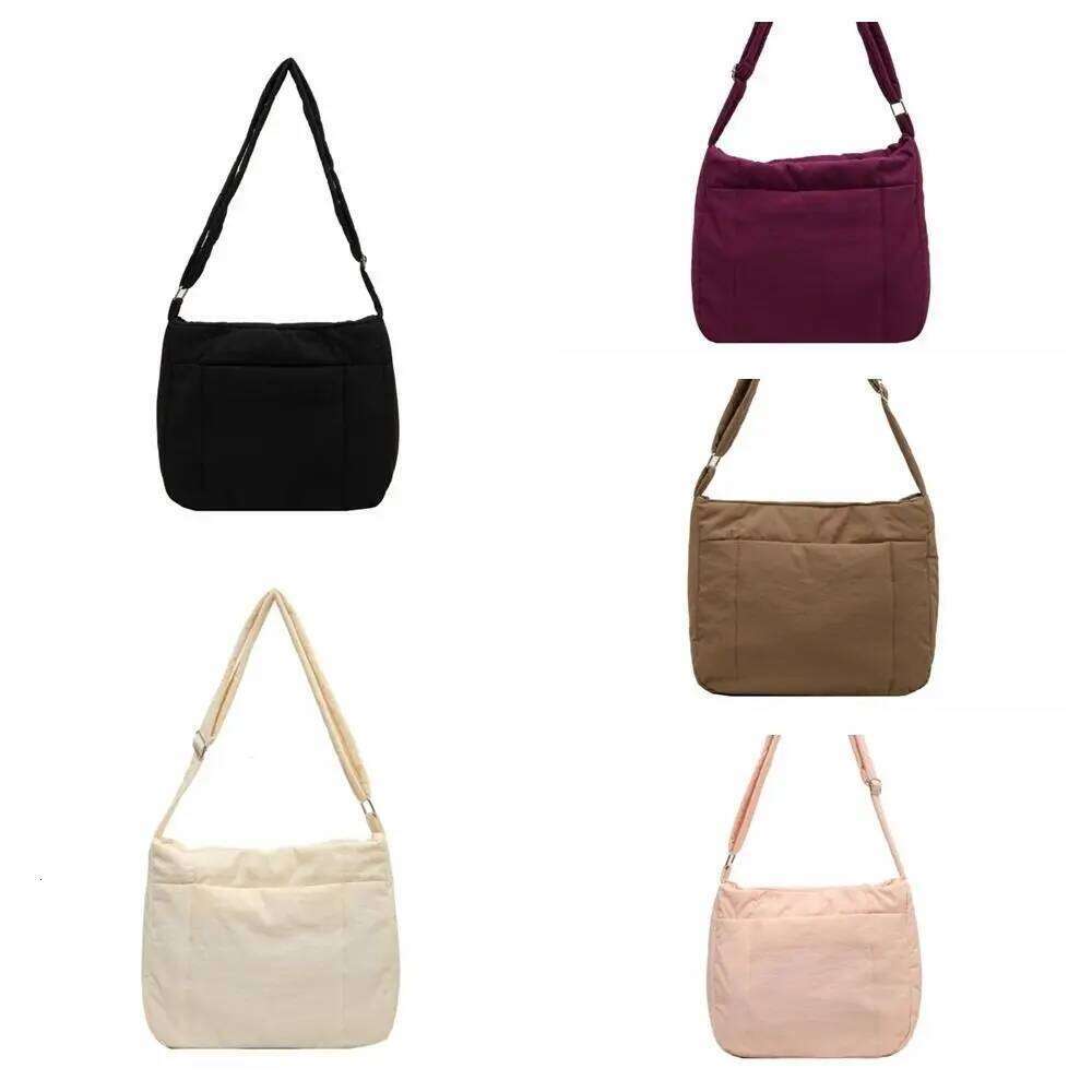 Quilted Down Cotton Shoulder Large Capacity Korean Style Cotton-padded Crossbody Bag Lightweight Solid Color Nylon Handbag XJ260125