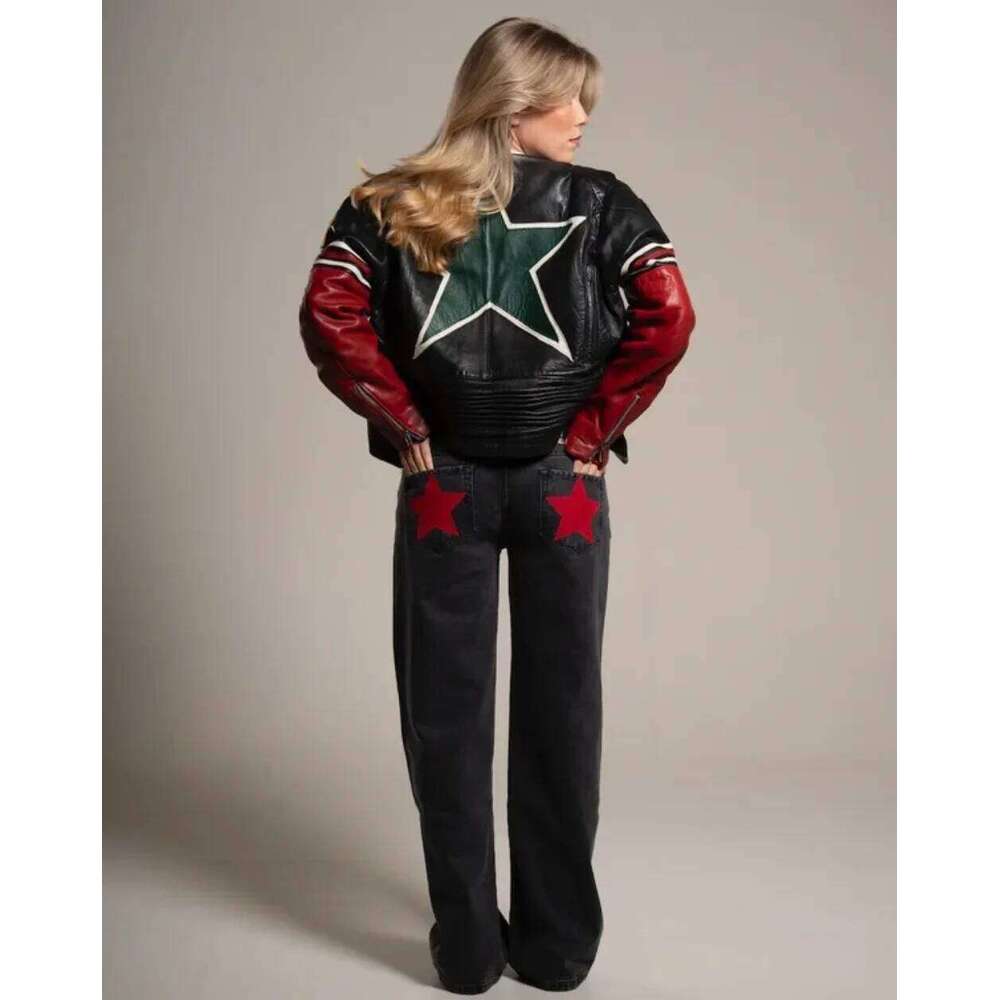 Vintage Five-Pointed Star Print High Waited Woman Street Harajuku Baggy Jeans Women Clothing Casual Straight Denim Pants C260126 - view 7