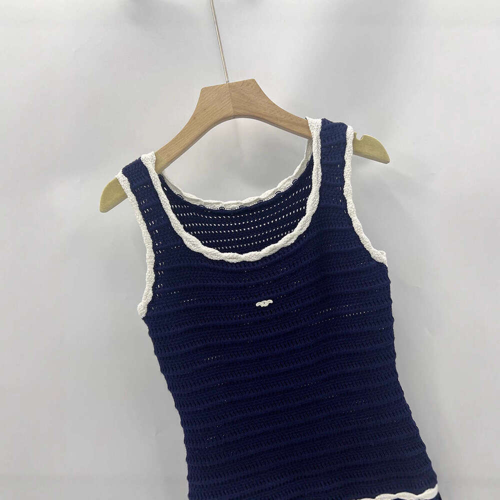 2026 Autumn/Winter Designer Elegant Social Style Lace Knitted Sleeveless Tank Top Dress