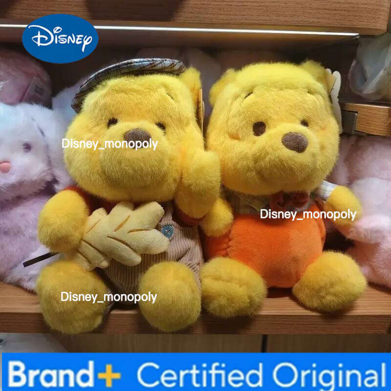 Disney Original The Pooh Autumn Series Plush Pumpkin Gentleman Harvest Season Wheat Picking Sitting Posture Winnie Bear Toy H260126