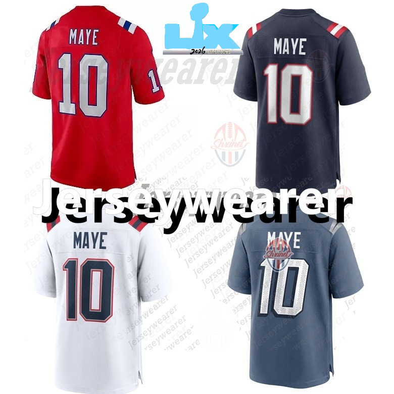 New 2026 Super B Football Jersey 10 Drake Maye TreVeyon Henderson Stevenson Gibson Diggs Gonzalez DeVito Boutte9 Custom Letter Name Number Stitched