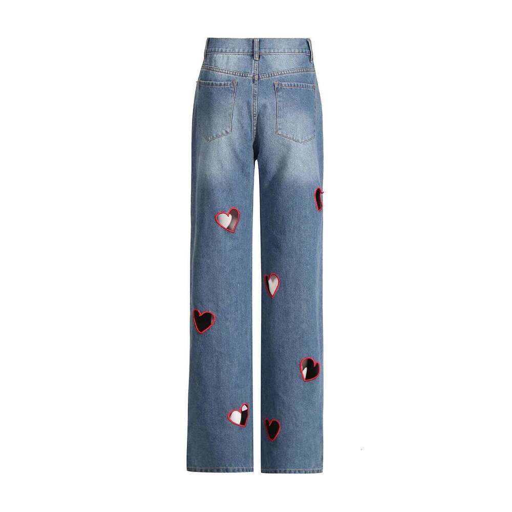 TWOTWINSTYLE Hollow Out Designer Denim Pants For Women High Waist Patchwork Pockets Casual Straight Jeans Female Fashion Style C260126 - view 6
