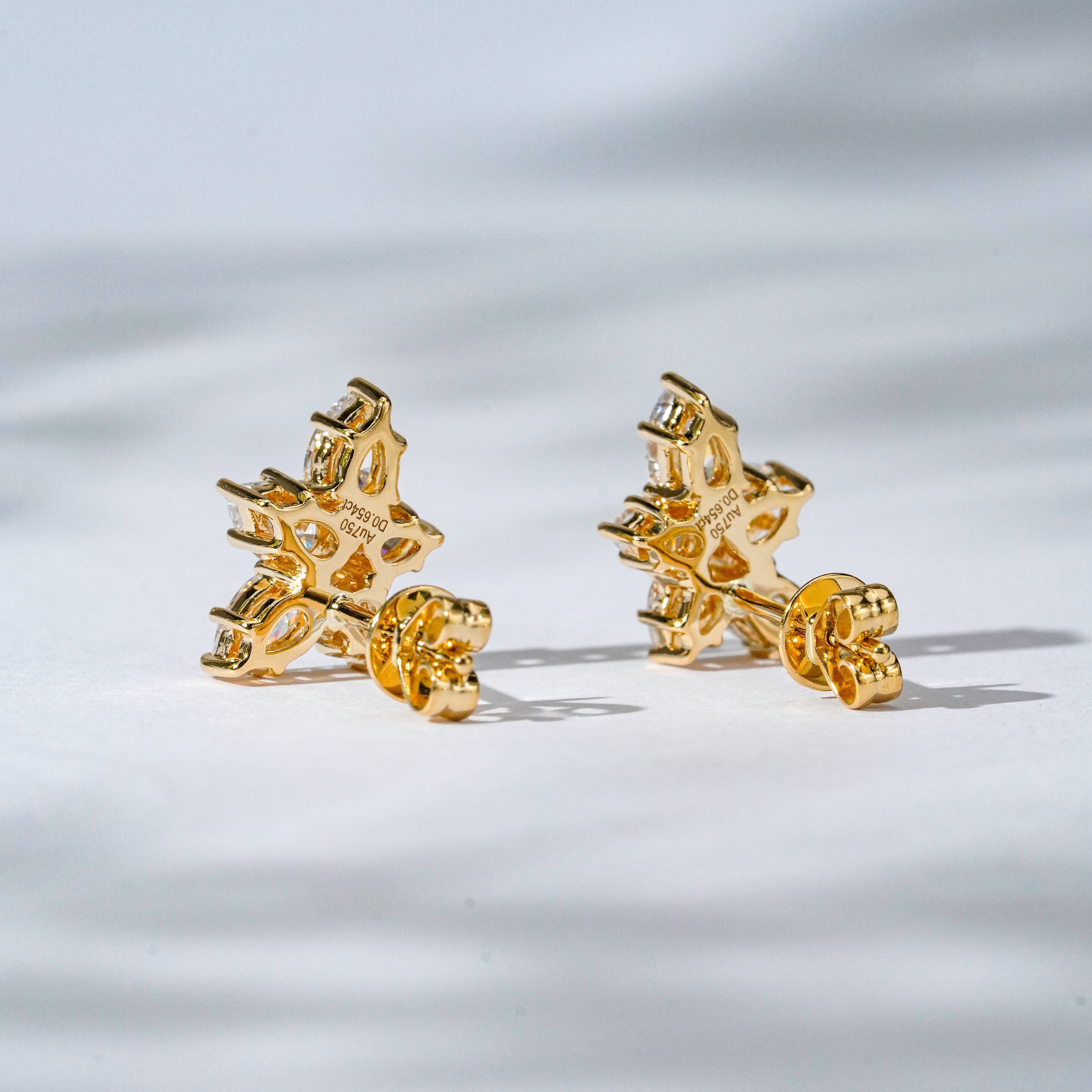 HPHT Pear 345mm and 2535mm DEF VS Mixed Stones Gorgeous 18k Yellow Solid Gold Push Back Stud Lab Grown Diamonds Earrings