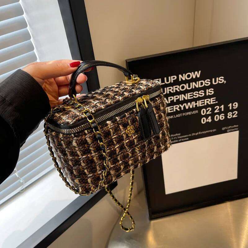 High Quality Trendy Checked Women Bag New Fashion Chain Crossbody Brand Designer Handbags and Purses Small Shoulder Bags XJ260125