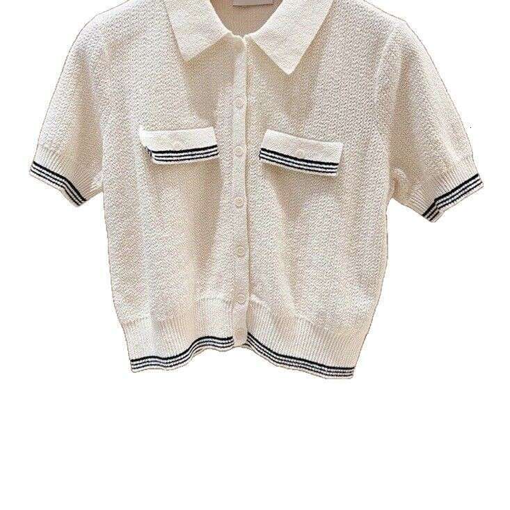 2026 French Elegant Spring/Summer College Style Color blocked Collar Knitted Cardigan Top