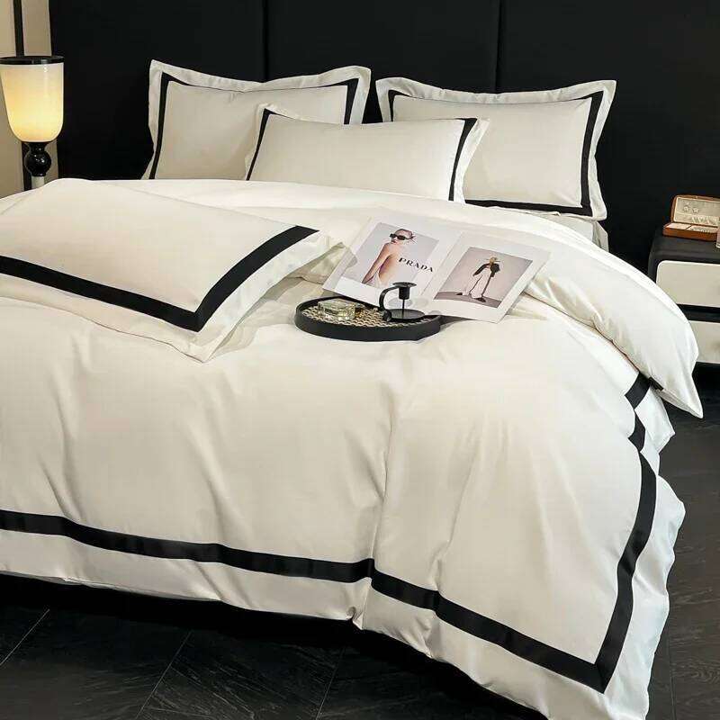 For 2025 Luxury Hotel Bedding Sets Thick Brushed Bed Sheets White Duvet Cover Set Pillowcase Four Piece Fully Enclosed for Home Y260124