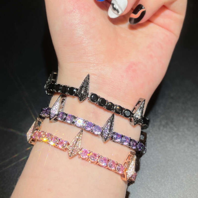 Hip-Hop White Pink Purple Black Panther Full Diamond Moissanite diamond bracelet New Punk Style Bracelet Jewelry In Stock for Dropshipping