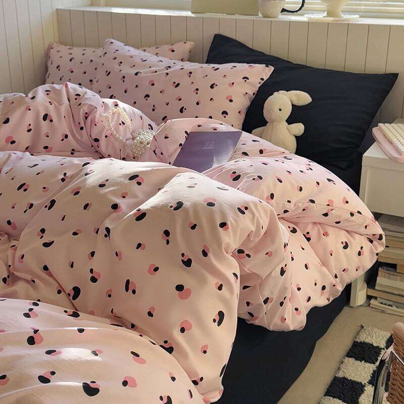 INS Korean Pink Girls Bedding Sets 2025 New Soft Flat Sheet Duvet Pillowcase Bed Linen Queen Full Size Quilt Cover Set Y260124