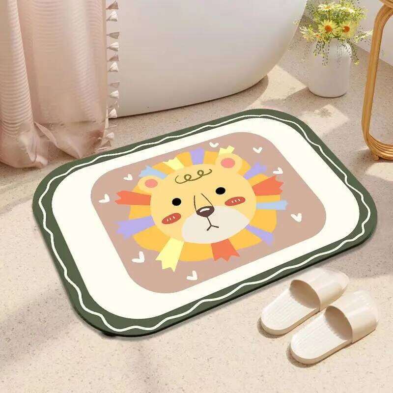 Bathroom diatom mud, water-absorbing non-slip mat, toilet, bathroom entry door, toilet floor mat