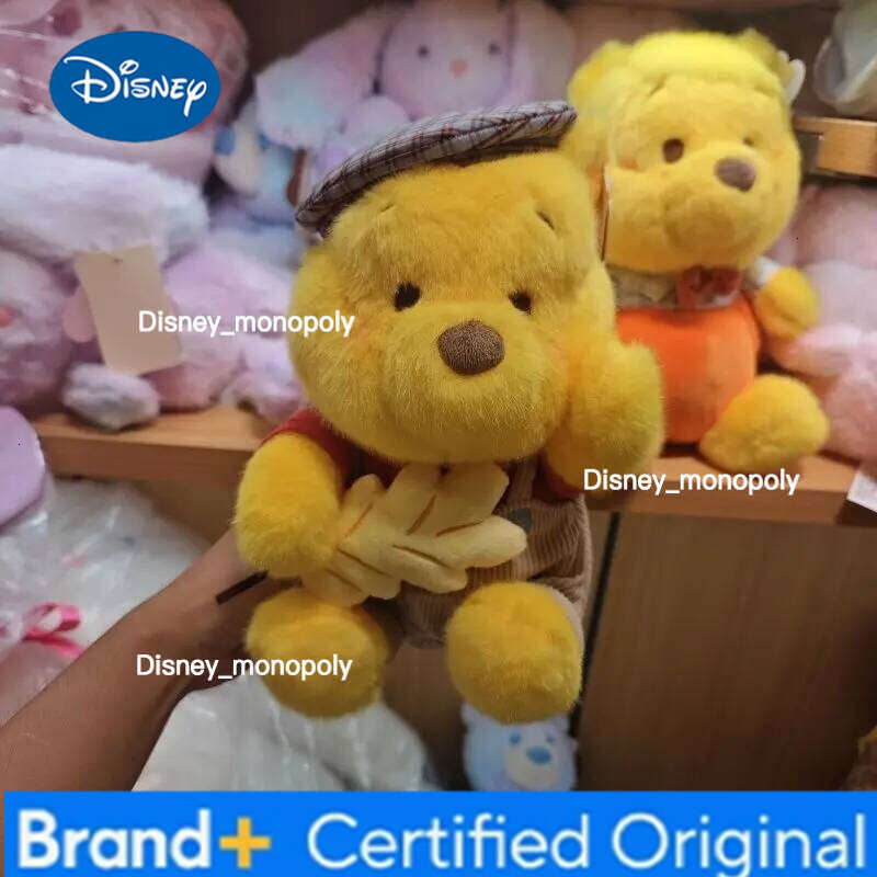 Disney Original The Pooh Autumn Series Plush Pumpkin Gentleman Harvest Season Wheat Picking Sitting Posture Winnie Bear Toy H260126