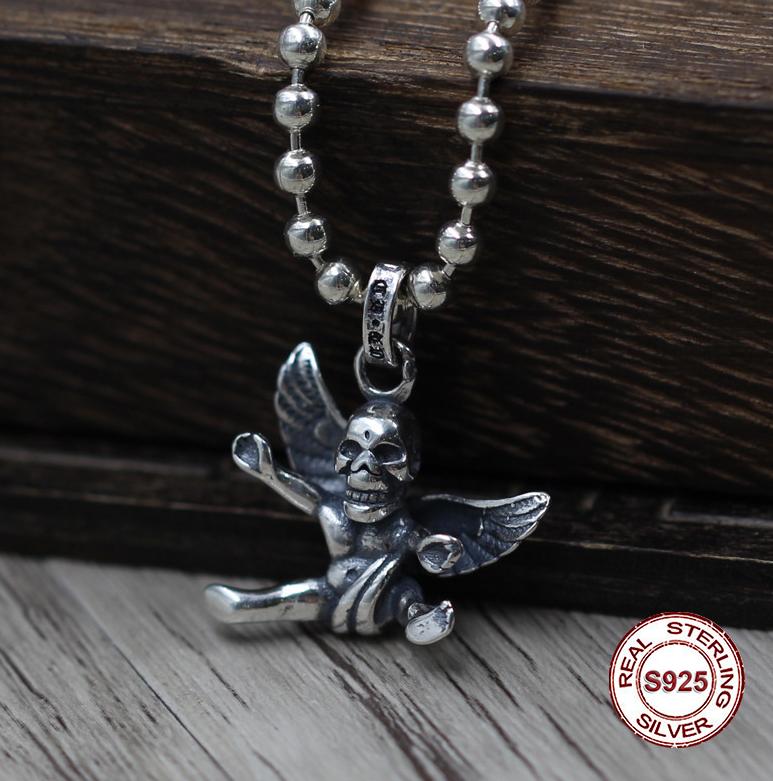 B2 S925 Sterling Silver pendant Cross Flower Pendant Punk Hip Hop Vintage Style Jewelry