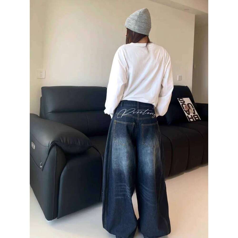 Casual Womens Y2K Loose Baggy Jeans Blue Washed High Street Vintage Cargo Pants Wide Leg Oversized Trousers y2k pants C260126 - view 4