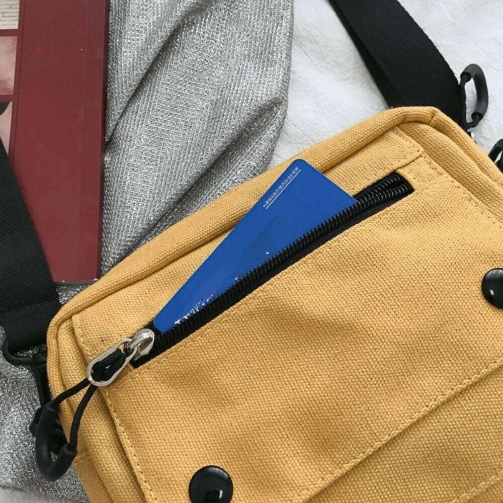 Fashion Pure Color Shoulder Bag Canvas Multifunctional Messenger Bags Zipper Casual Tote Handbag Women Men XJ260125
