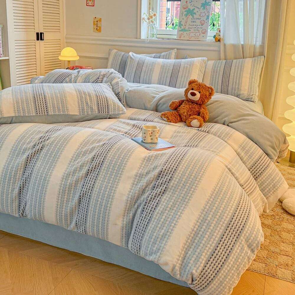 Class A Thickened Milk Velvet Four-Piece Winter Warm Duvet Quilt Cover Bed Sheet Pillowcase Soft Bedding Set Y260124