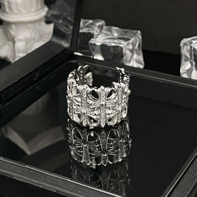 Punk Asymmetric Cross Ring Croxin Fashion Adjustable Women's Hip-Hop Personality Ring Trend