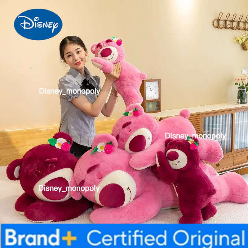 Disney 2026 Story Lotso Cute Bear Strawberry Sofa Plush Pillow Stuffed Toy Children Girls Friends Festivals Birthday Gift H260126