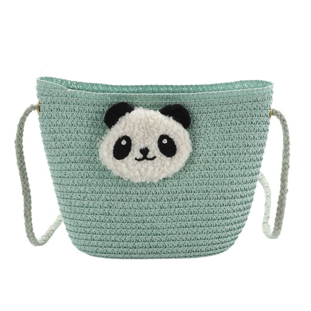 Little Panda Woven New Summer Beach Straw For Women Mini Cartoon Cute Phone Crossbody Small Bag