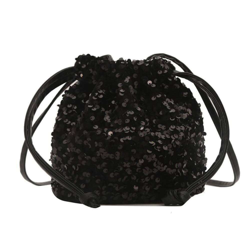 Elegant Shiny Evening Banquet Handbag Korean Style Sequin Shoulder Small Purse Drawstring Crossbody Bag Women XJ260125