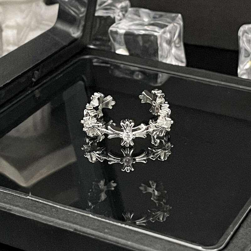 Punk Asymmetric Cross Ring Croxin Fashion Adjustable Women's Hip-Hop Personality Ring Trend