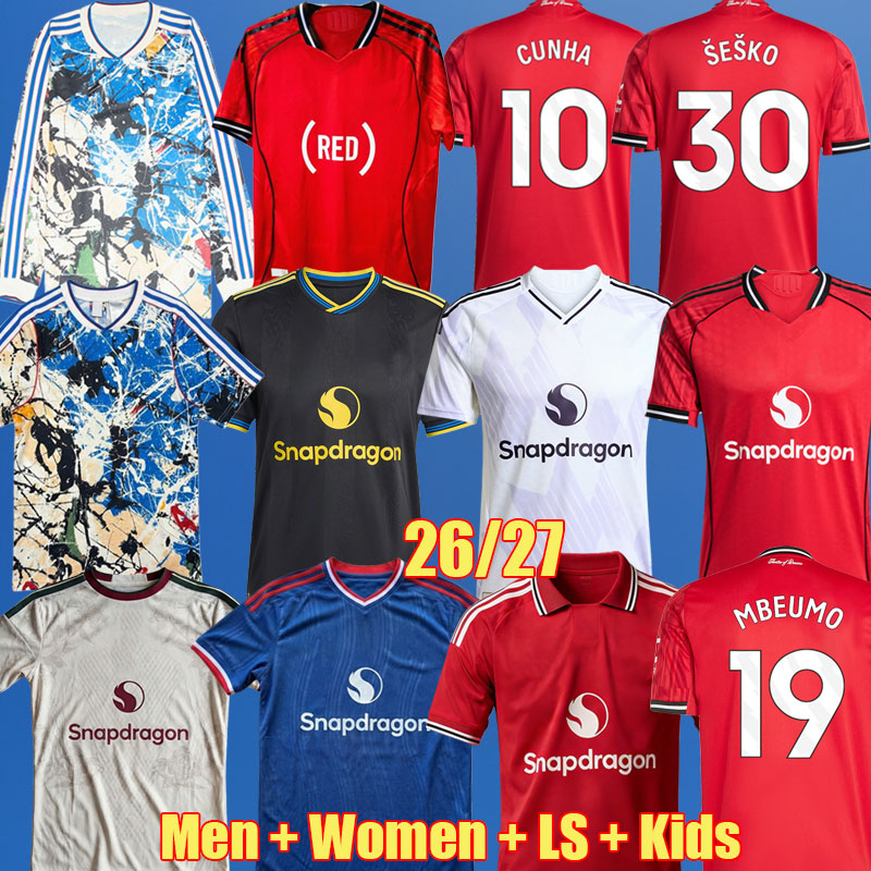 4XL 3XL ManUniteds 26 27 AMAD CASEMIRO MOUNT soccer jerseyS MAINOO MAZRAOUI Pre Match 2026 B. FERNANDES MUTDES Stone Roses Lifestyle football shirt kit kids 667