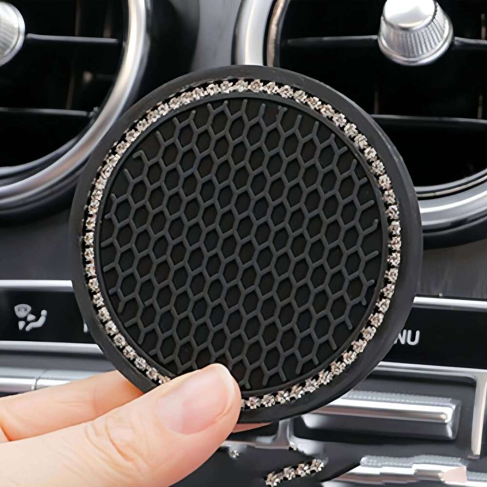 2PCS Anti Slip Cup Coasters,Universal Vehicle Holder Insert, Best Gift Car Bling Accessories for Women